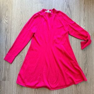 LOFT Cherry Red Knit Sweater Dress Mock Neck Small